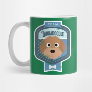 Team Labradoodle - Distressed Labradoodle Beer Label Design Mug